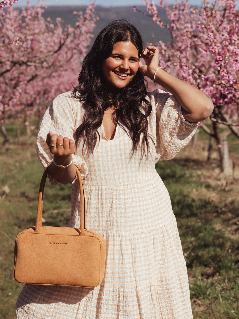 The Darling Satchel Cognac Suede