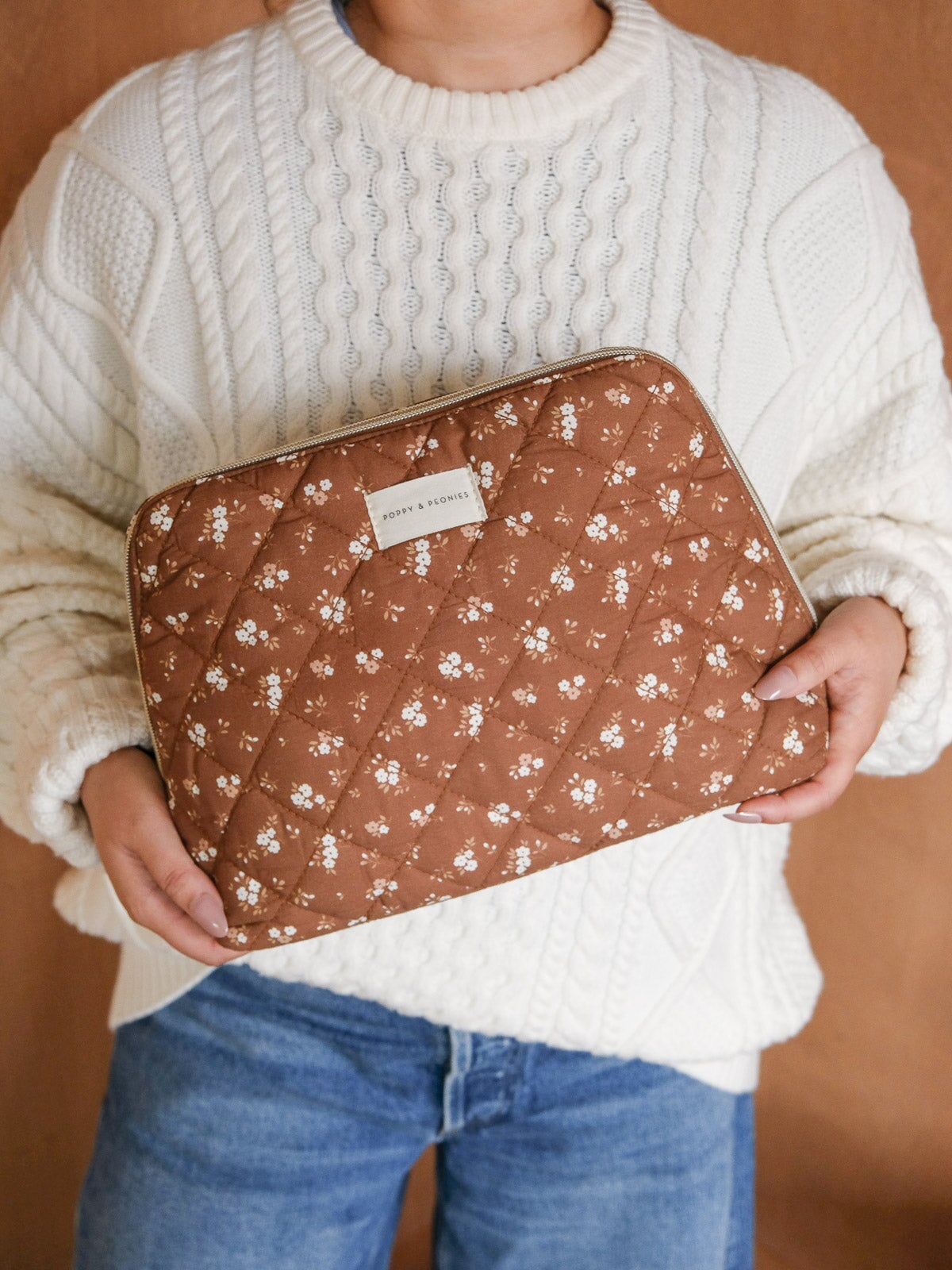 Sitting Pretty Cosmetic Case Brown Floral