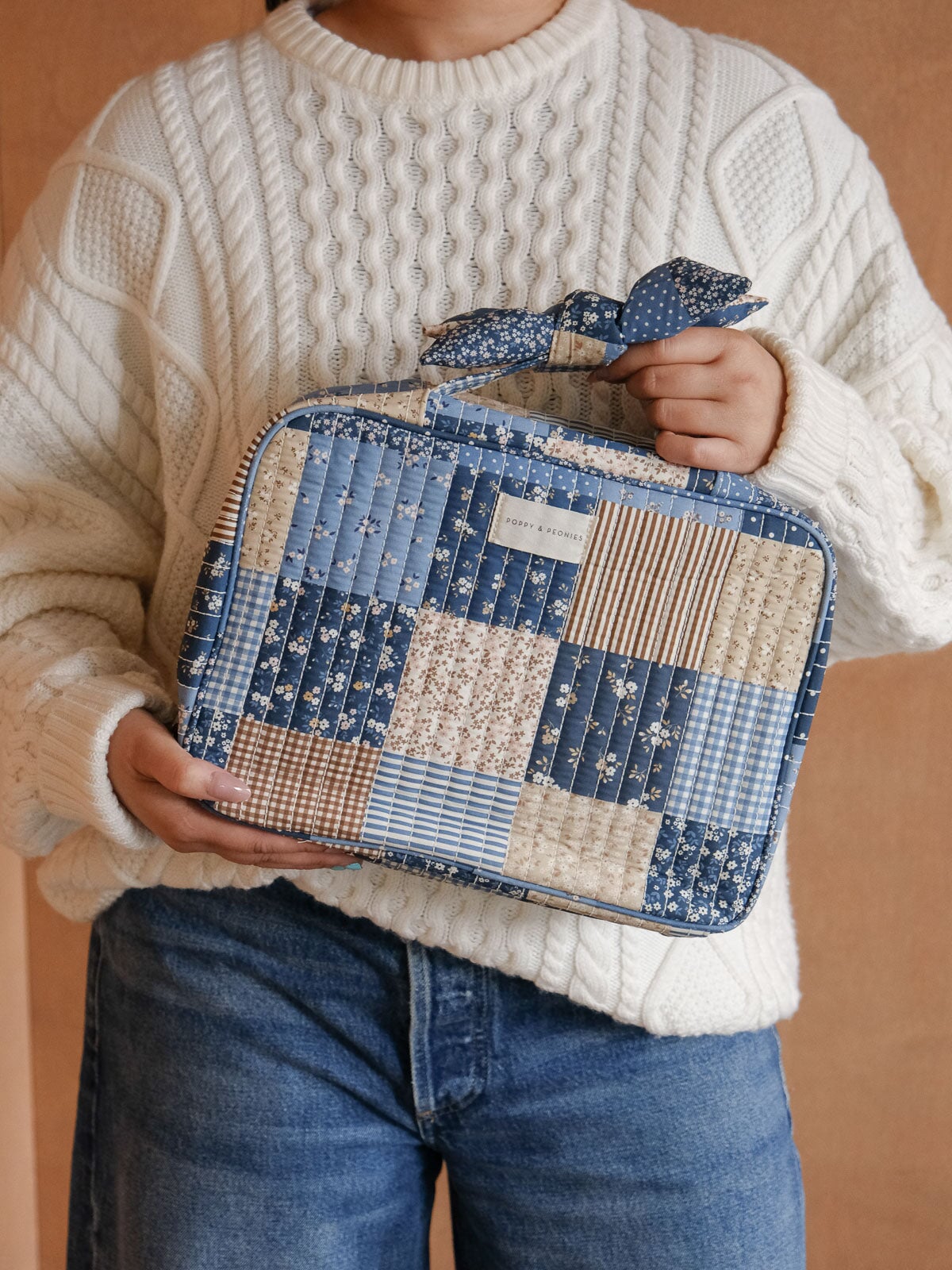 Hook Me Up Cosmetic Case Navy Patchwork