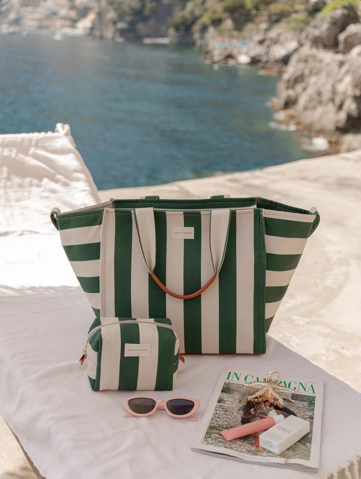Seaside Tote Green Stripe