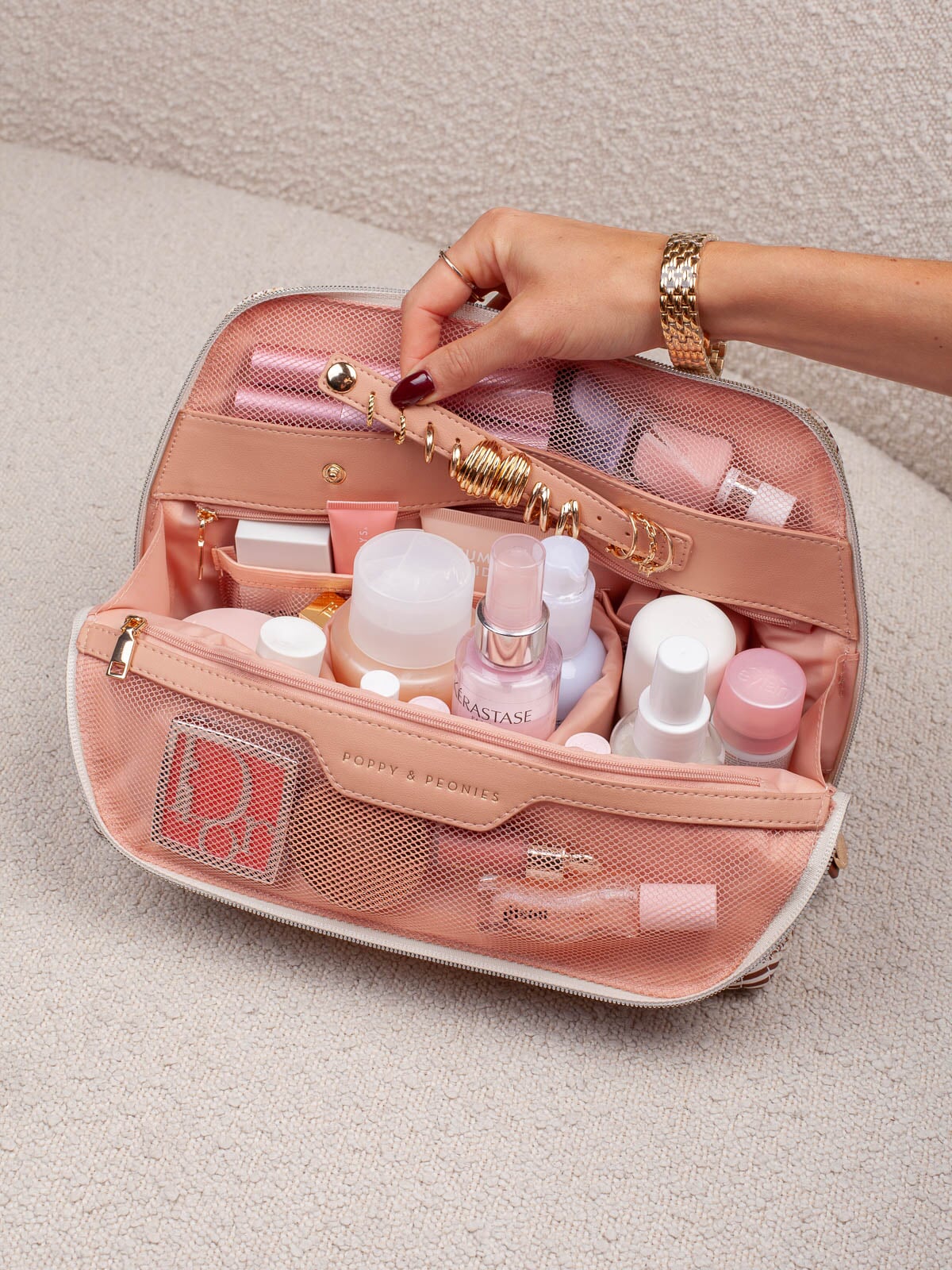 Sitting Pretty Cosmetic Case Brown Patchwork