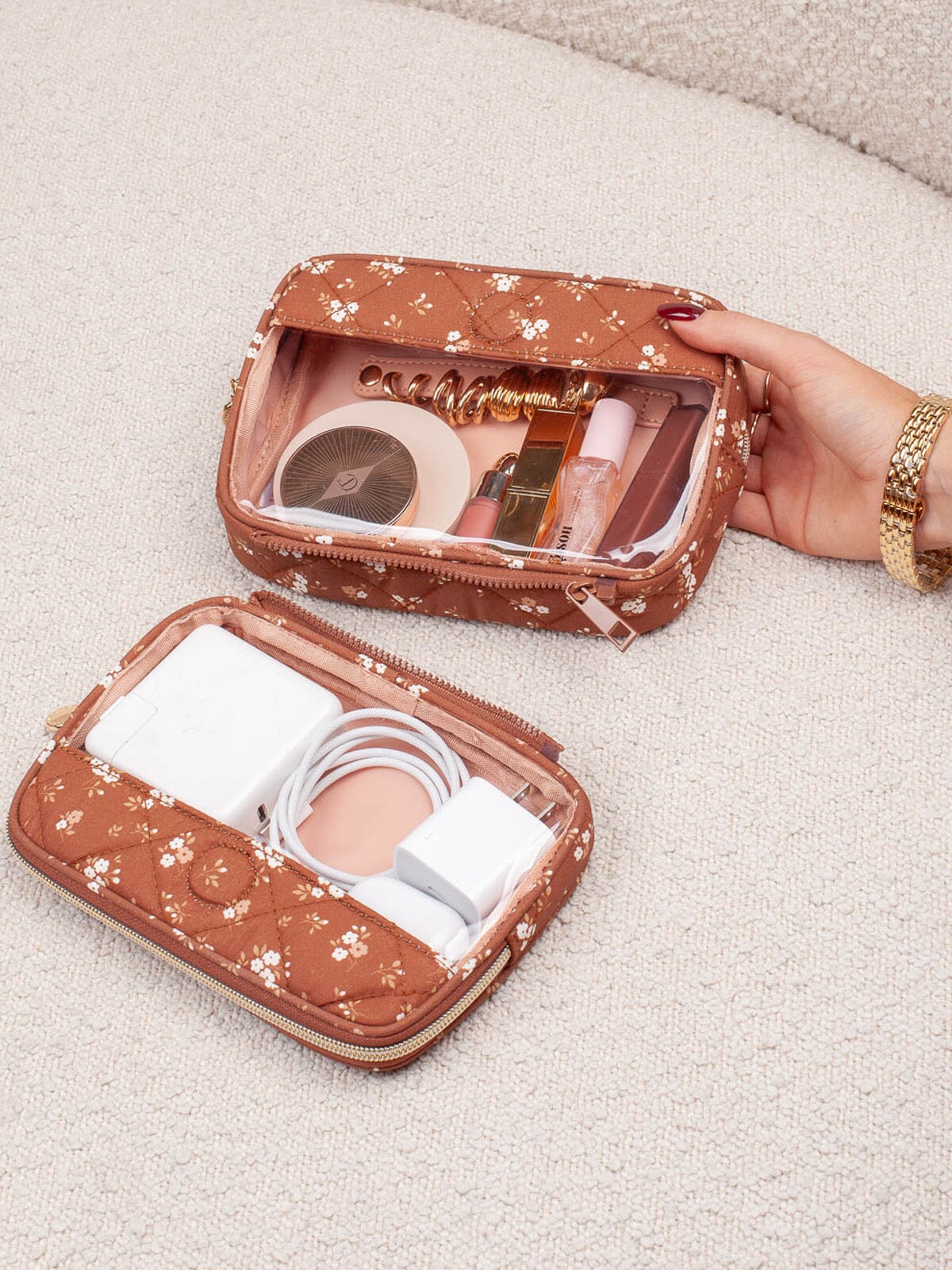 The Split Organizer Brown Floral