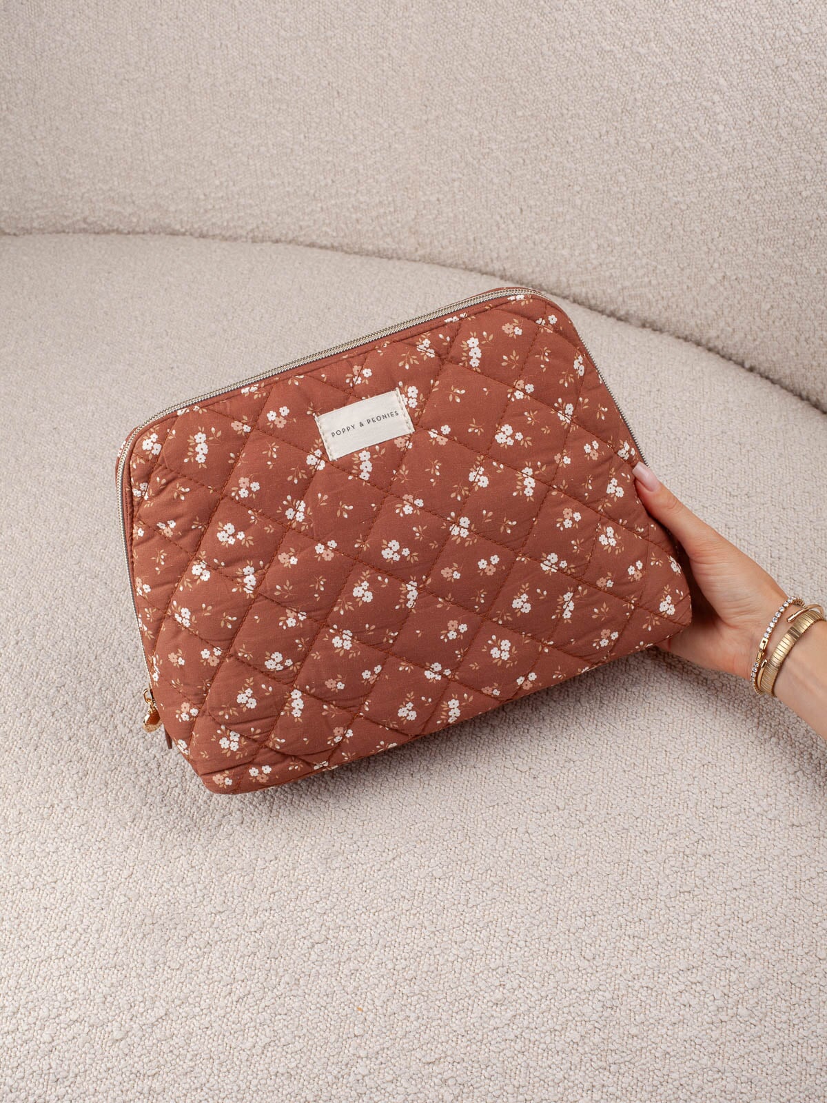 Sitting Pretty Cosmetic Case Brown Floral
