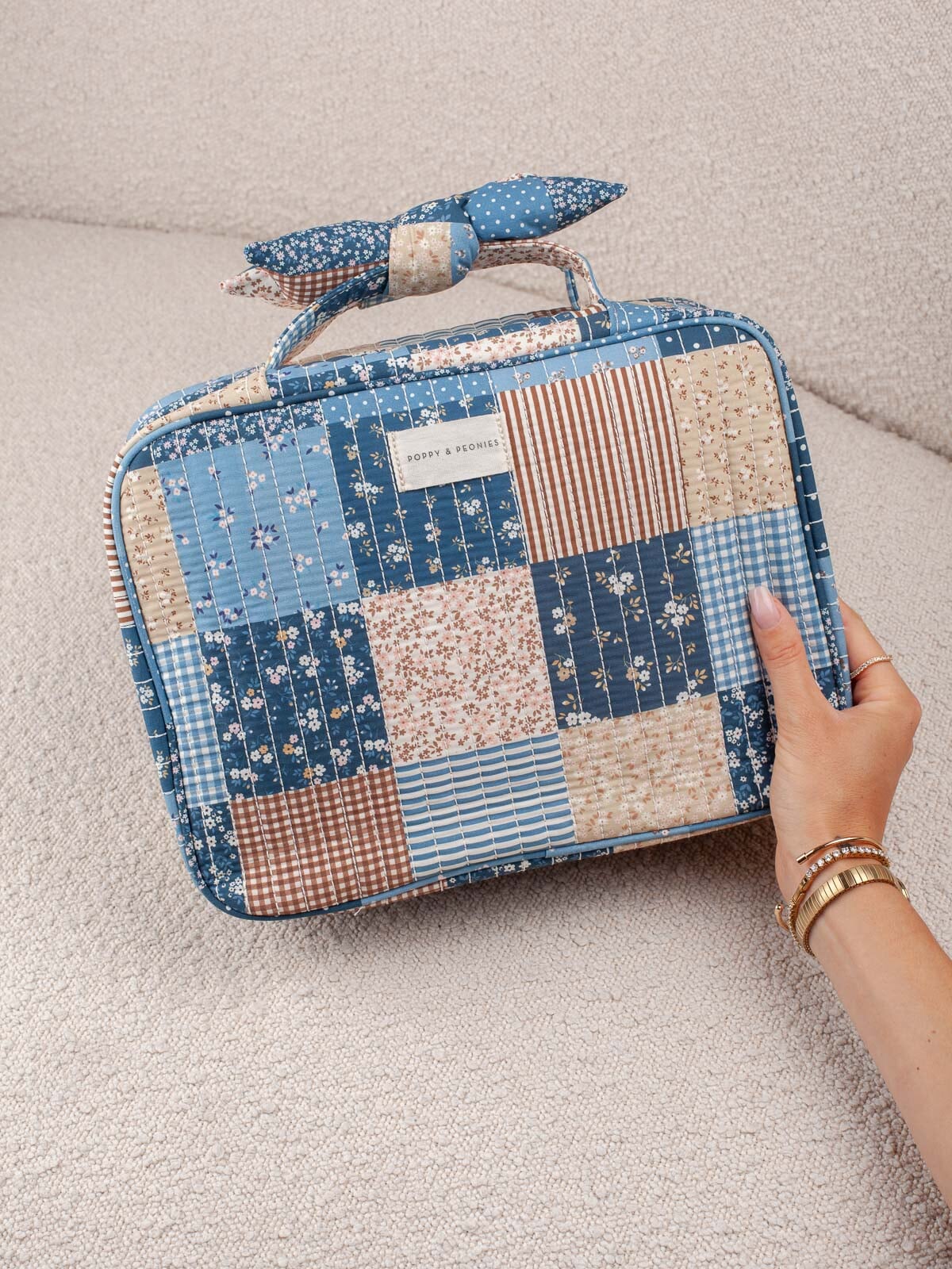 Hook Me Up Cosmetic Case Navy Patchwork