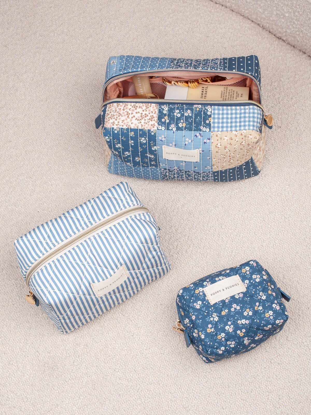 Cosmetic Trio Navy Patchwork