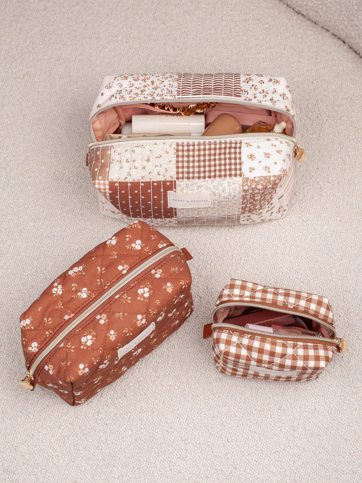 Cosmetic Trio Brown Patchwork