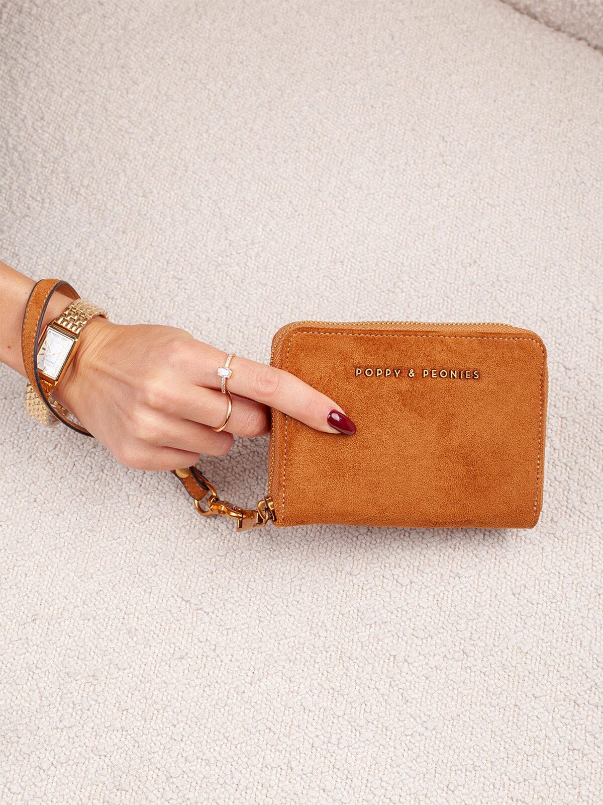 The Grab and Go Wallet Cognac Suede