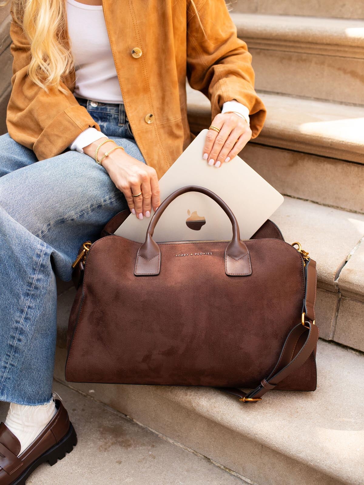Uptown Tote Espresso Suede