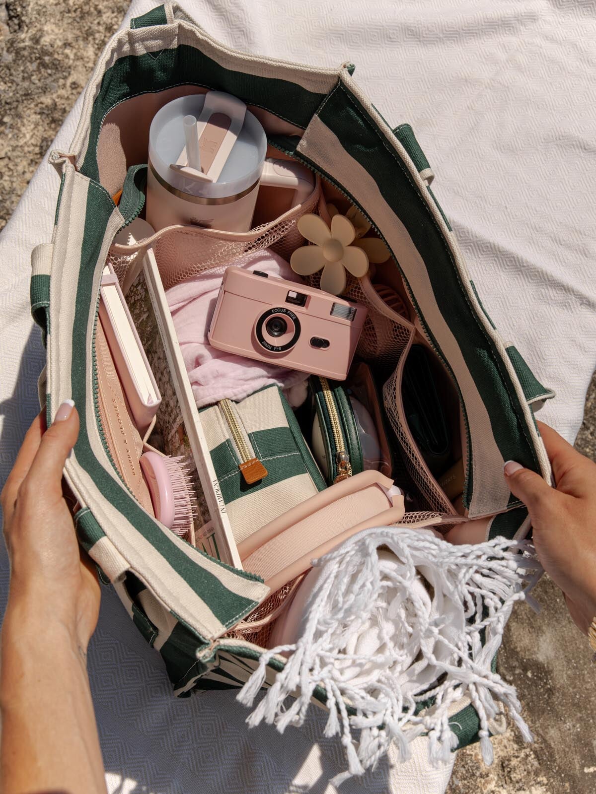 Seaside Tote Green Stripe