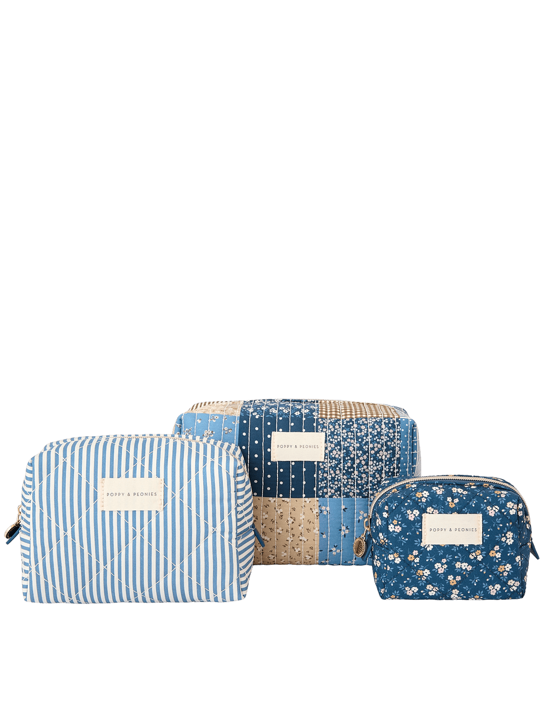 Cosmetic Trio Navy Patchwork