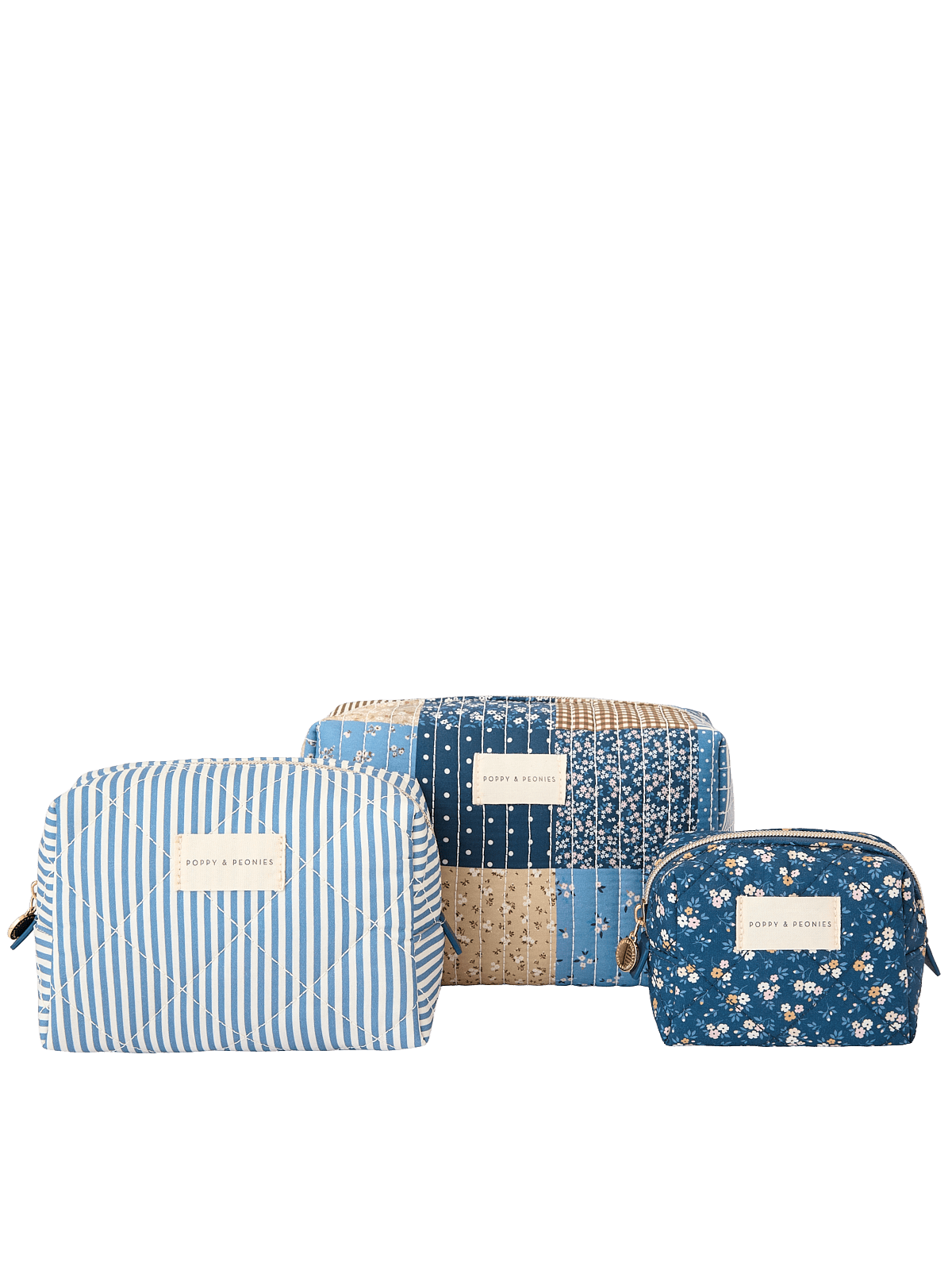 Cosmetic Trio Navy Patchwork