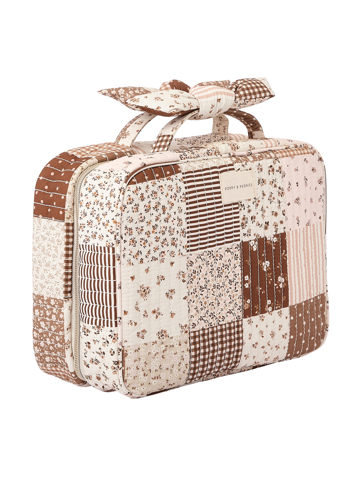 Hook Me Up Cosmetic Case Brown Patchwork
