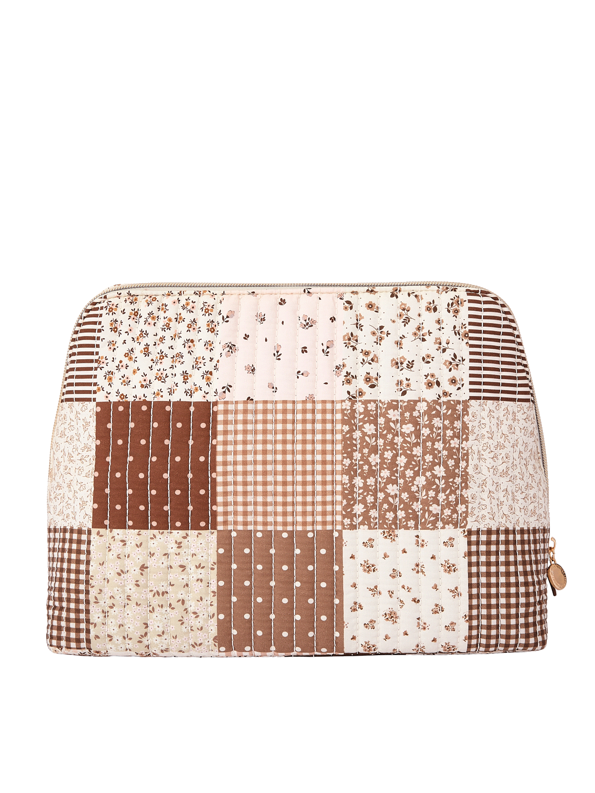 Sitting Pretty Cosmetic Case Brown Patchwork
