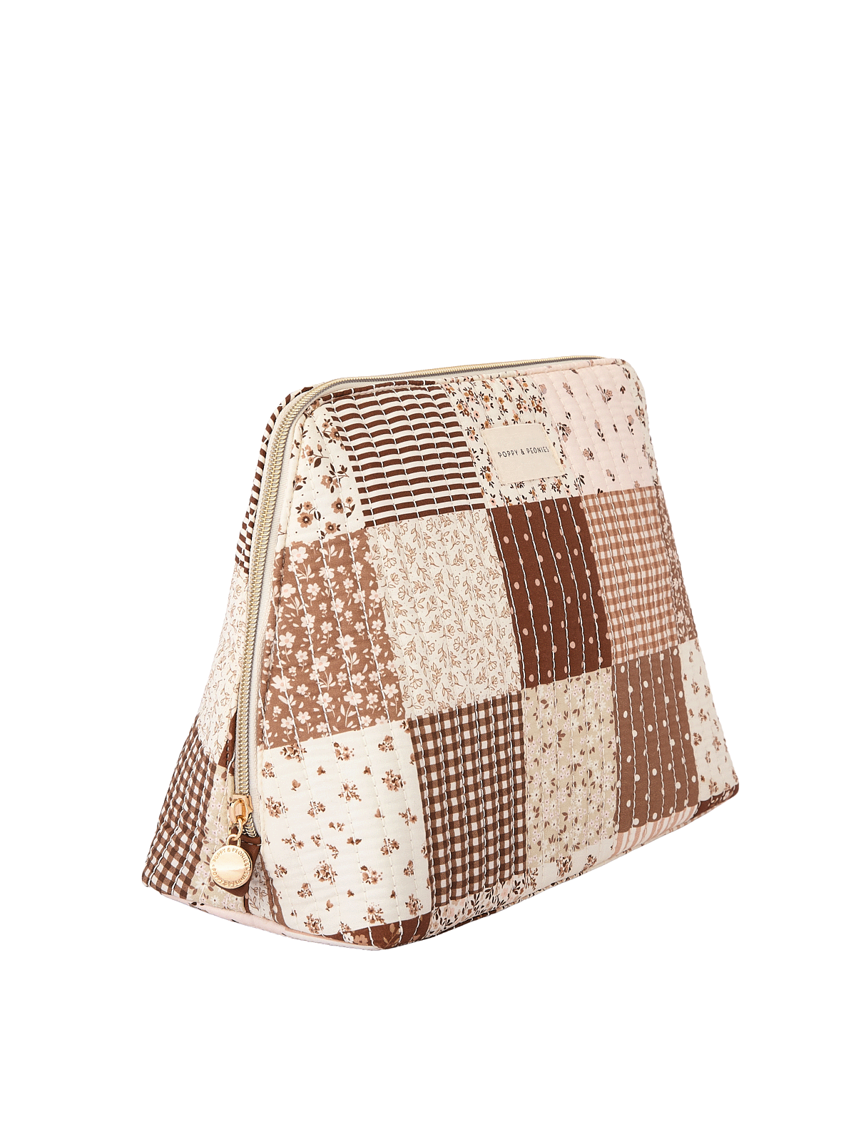 Sitting Pretty Cosmetic Case Brown Patchwork