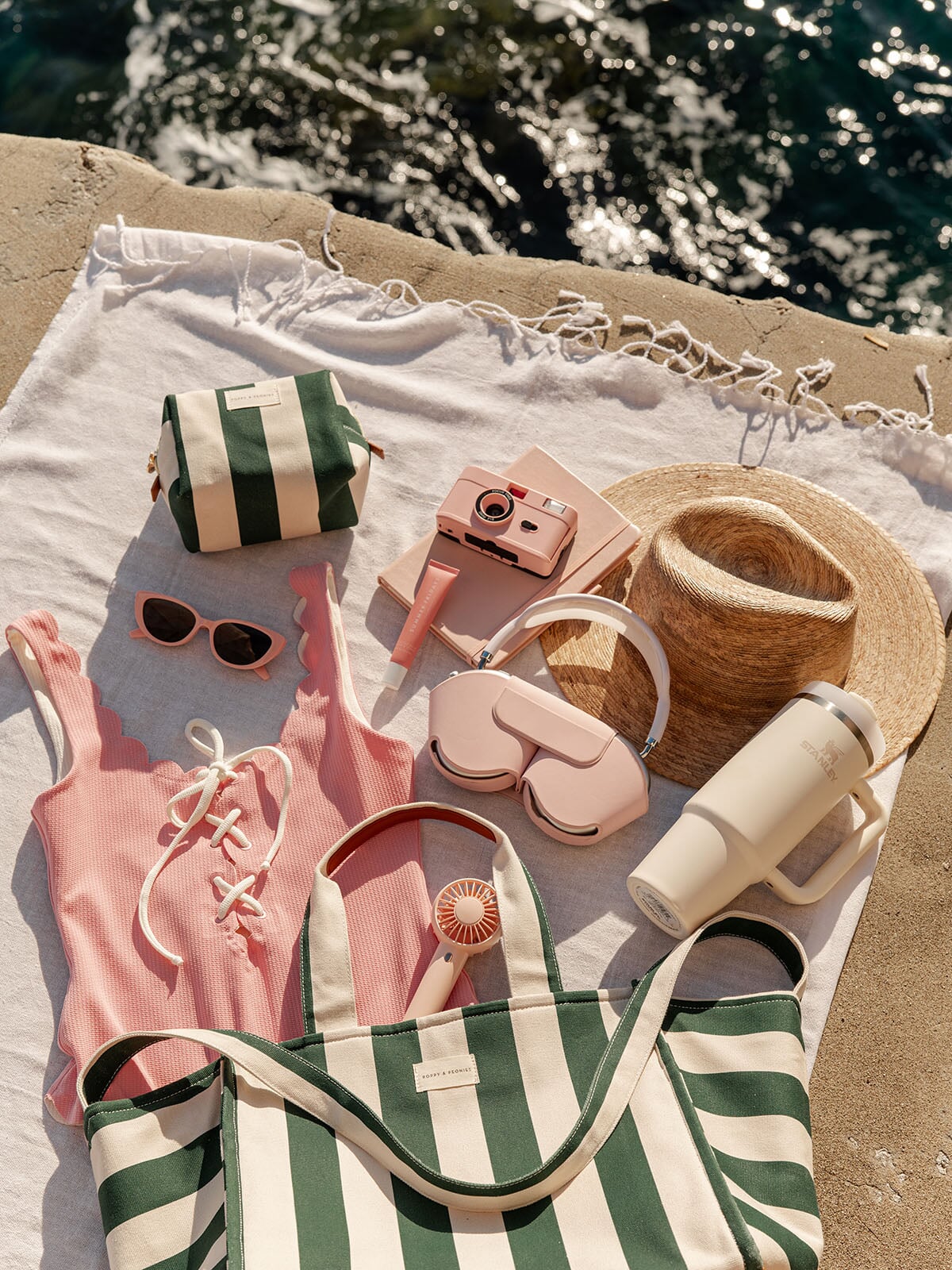 Seaside Tote Green Stripe