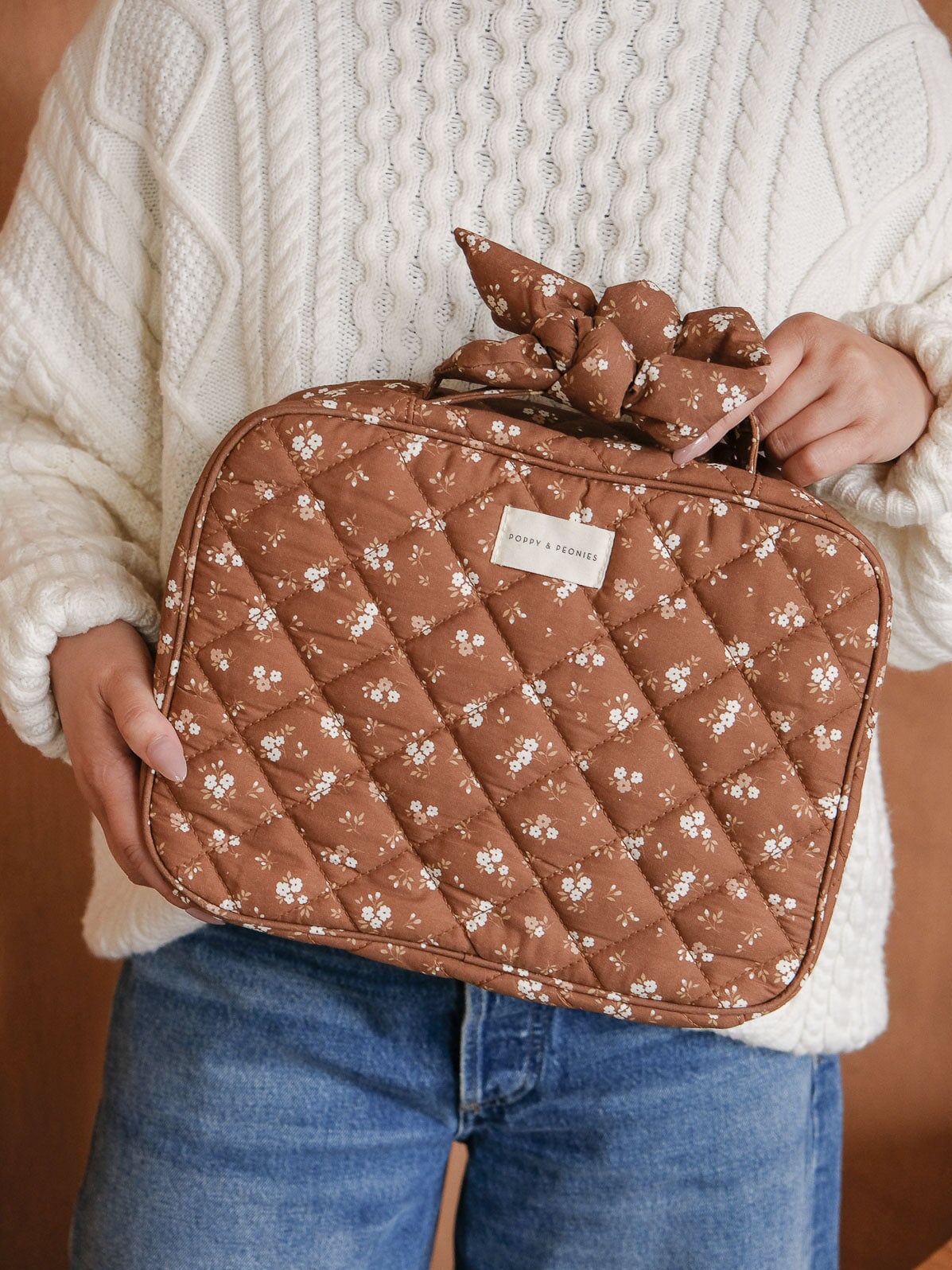 Hook Me Up Cosmetic Case Brown Floral